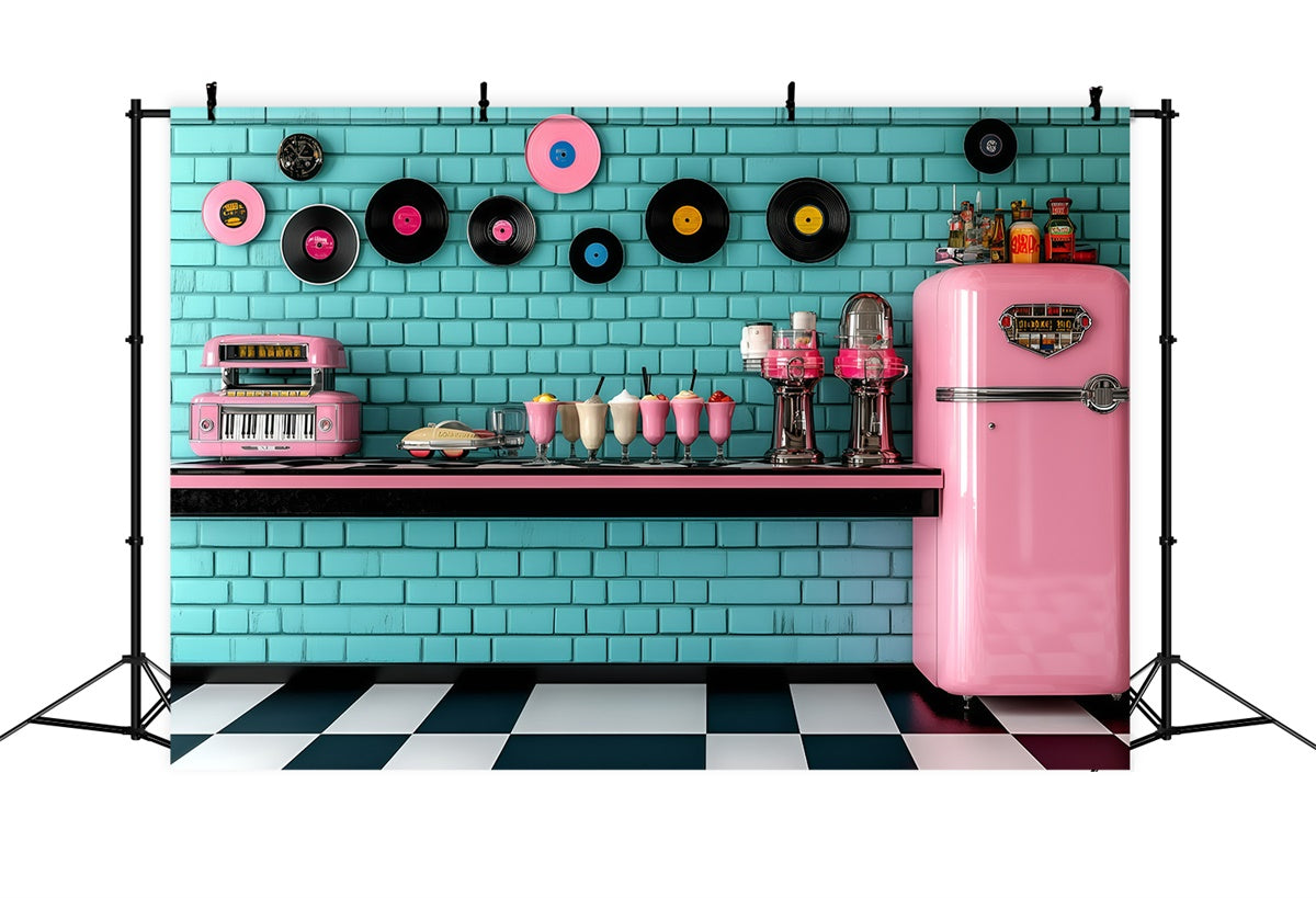 Vintage Photography Backdrops Ice Cream Parlor Wall Backdrop UK GQ4-310