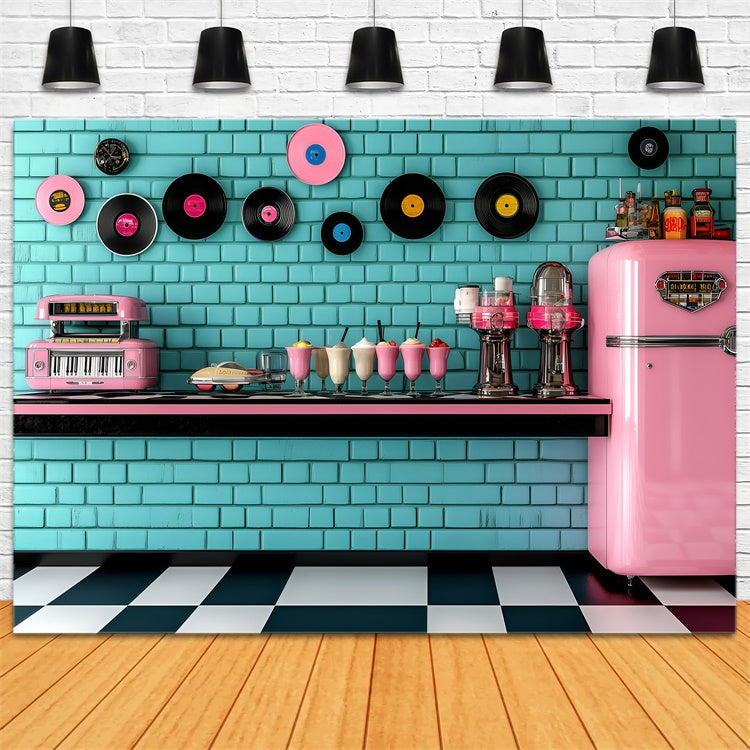 Vintage Photography Backdrops Ice Cream Parlor Wall Backdrop UK GQ4-310
