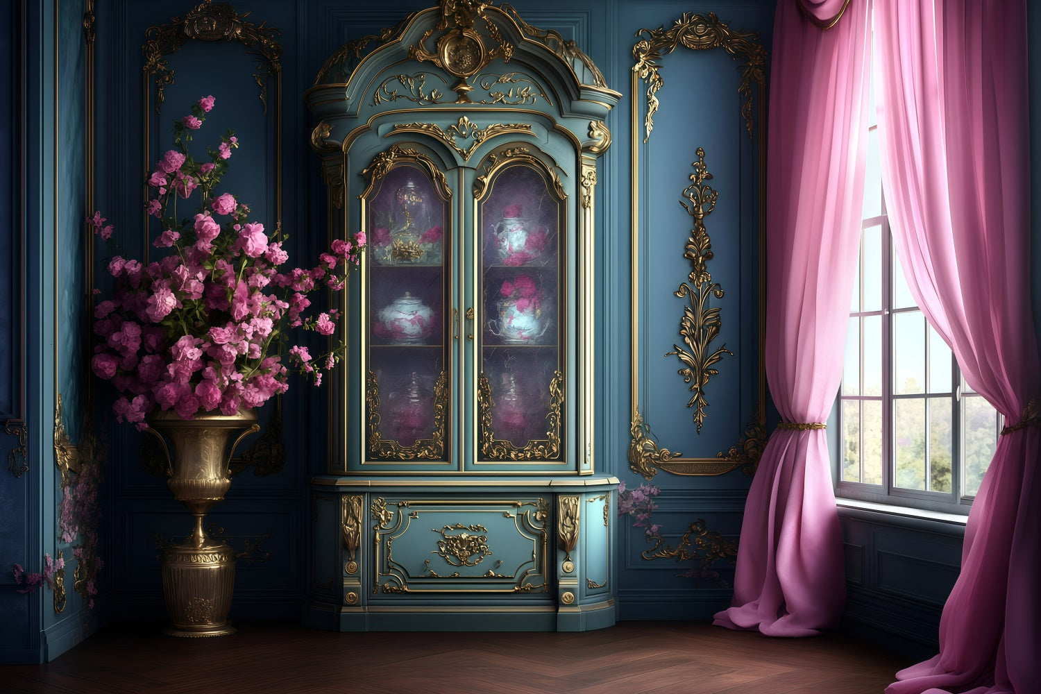 Victorian Photo Backdrop Elegant French Room Vintage Backdrop UK GQ4-313