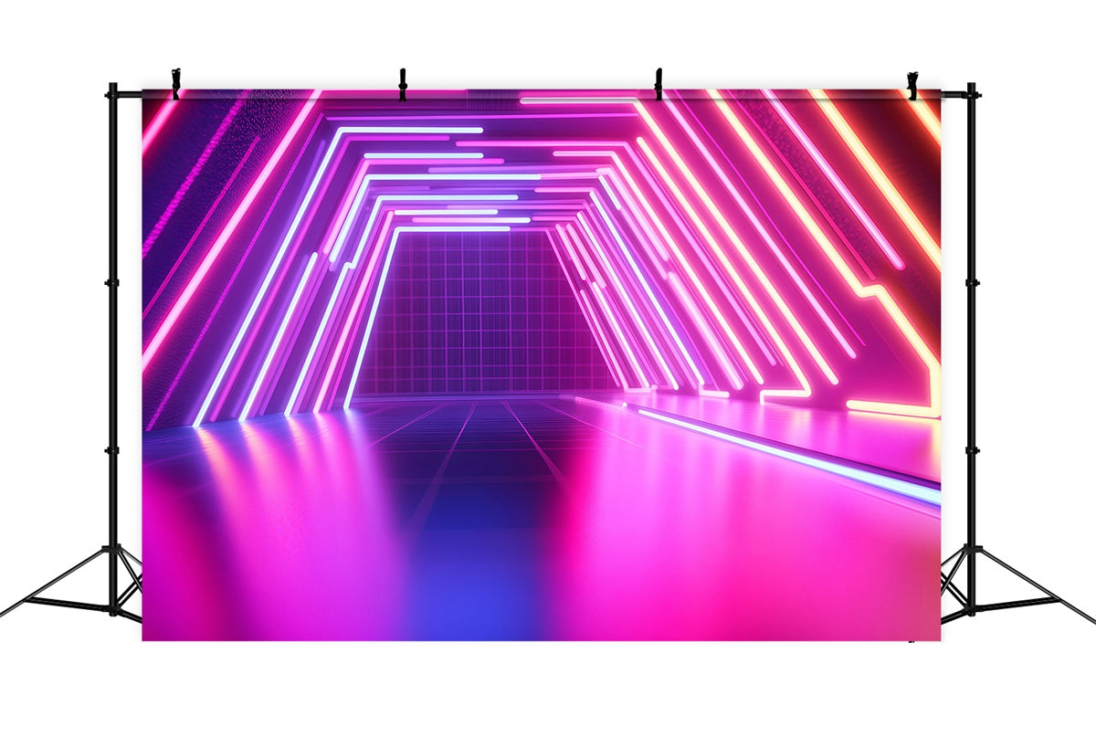 Vintage Photography Backdrops Electric Neon Party Tunnel Backdrop UK GQ4-316