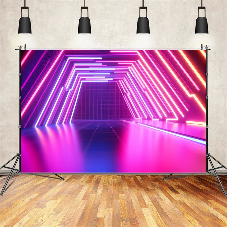 Vintage Photography Backdrops Electric Neon Party Tunnel Backdrop UK GQ4-316