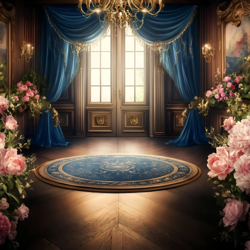 Victorian Photography Backdrop Golden Frame Rose Hall Vintage Backdrop UK GQ4-318