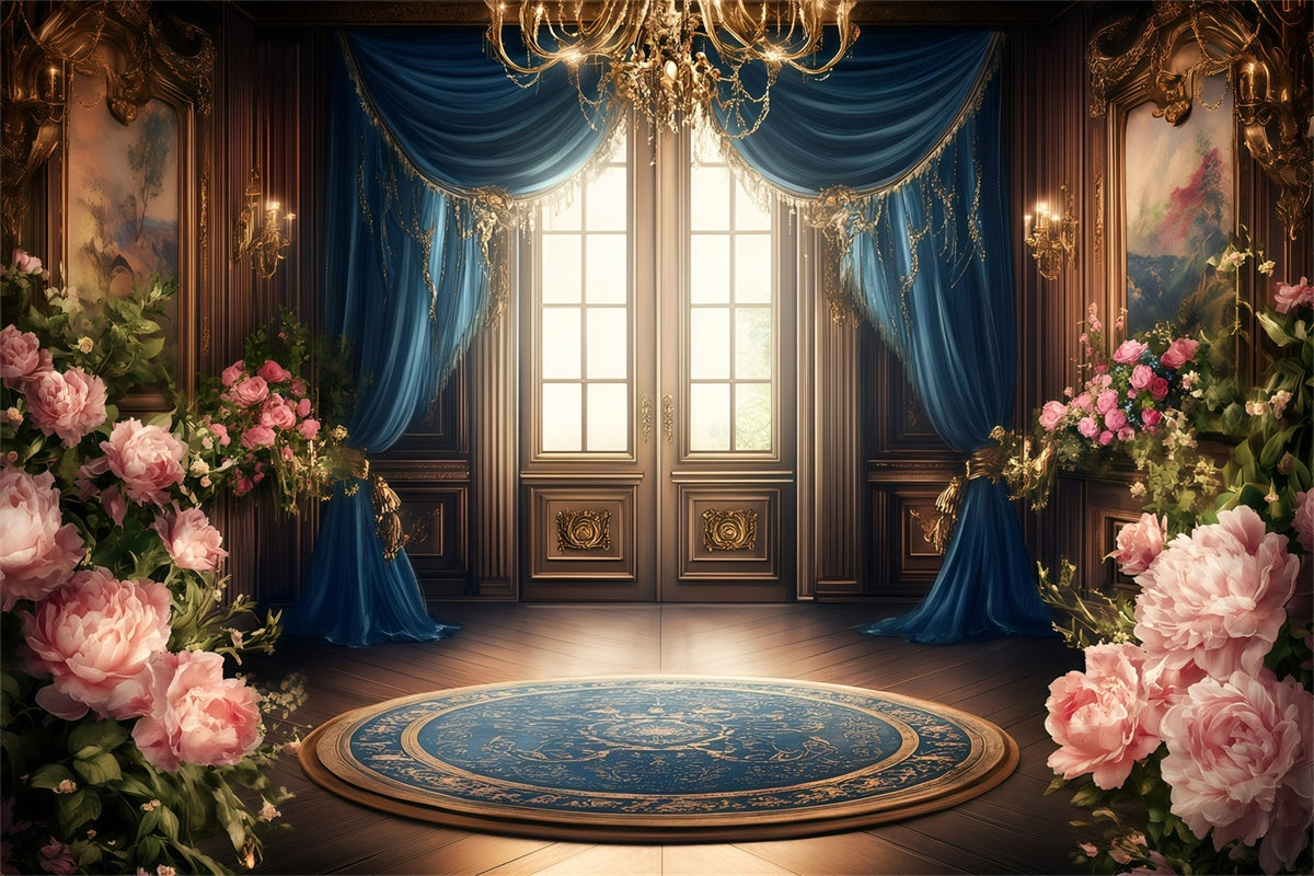 Victorian Photography Backdrop Golden Frame Rose Hall Vintage Backdrop UK GQ4-318