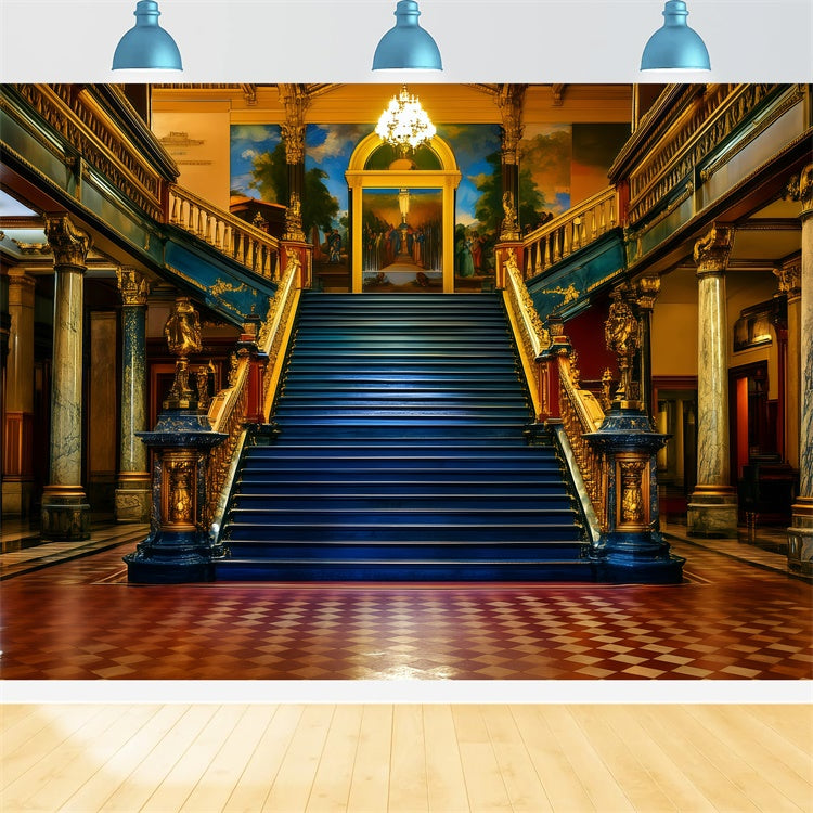 Vintage Backdrop For Photoshoot Grand Royal Staircase Backdrop UK GQ4-321