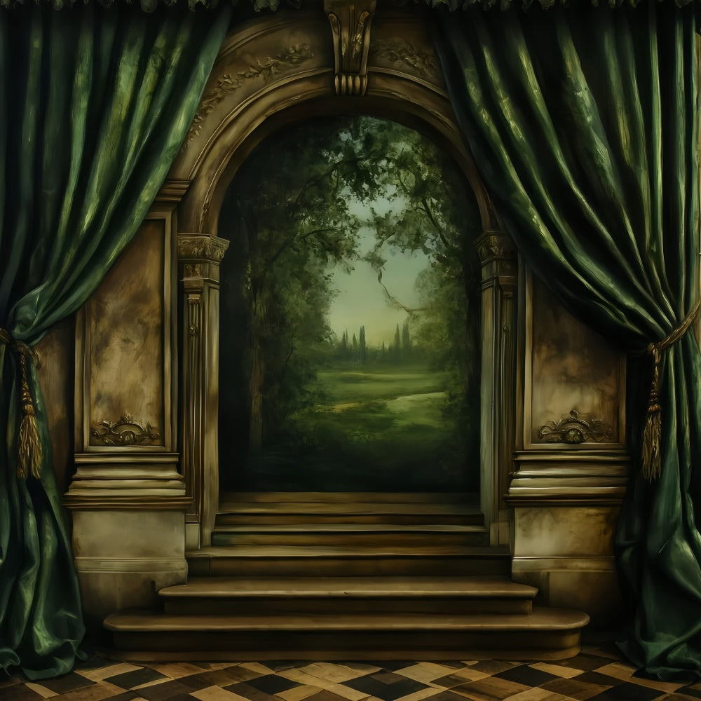 Antique Backdrop Forest Archway Curtain Vintage Photo Backdrops UK GQ4-330
