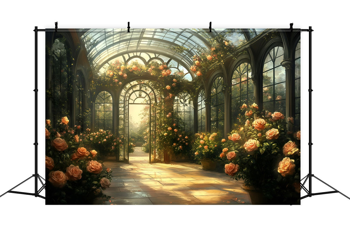 Vintage Backdrop For Photoshoot Romantic Glasshouse Rose Backdrop UK GQ4-335