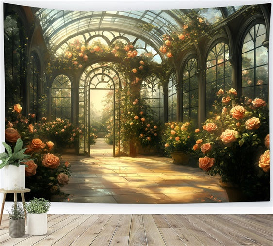 Vintage Backdrop For Photoshoot Romantic Glasshouse Rose Backdrop UK GQ4-335