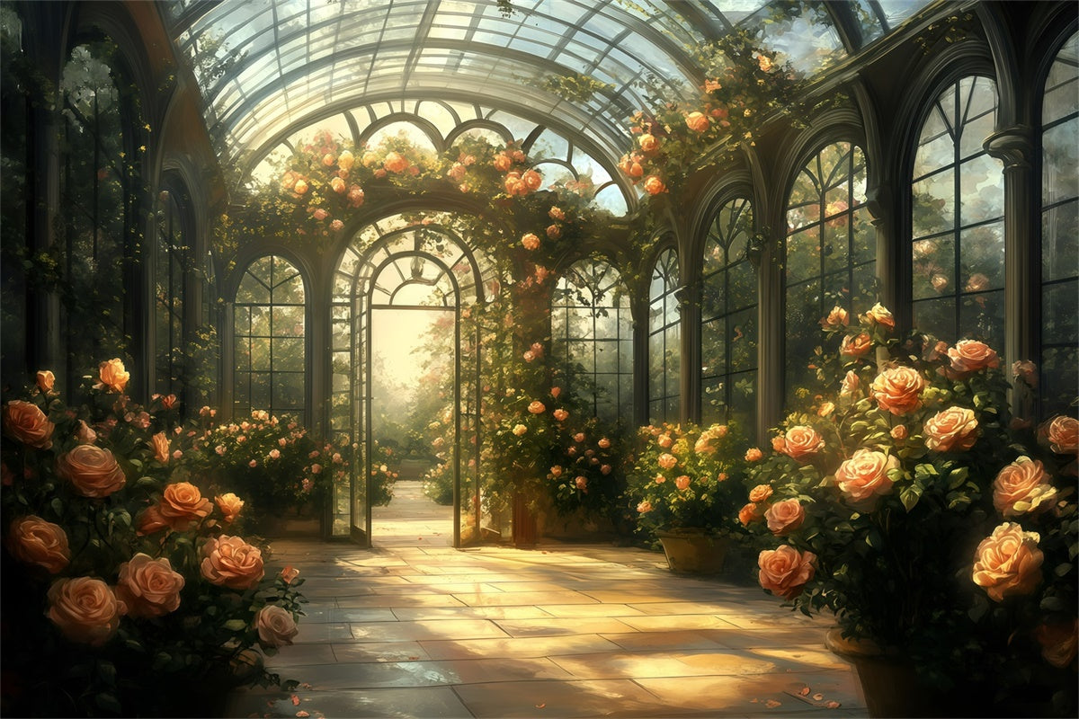 Vintage Backdrop For Photoshoot Romantic Glasshouse Rose Backdrop UK GQ4-335