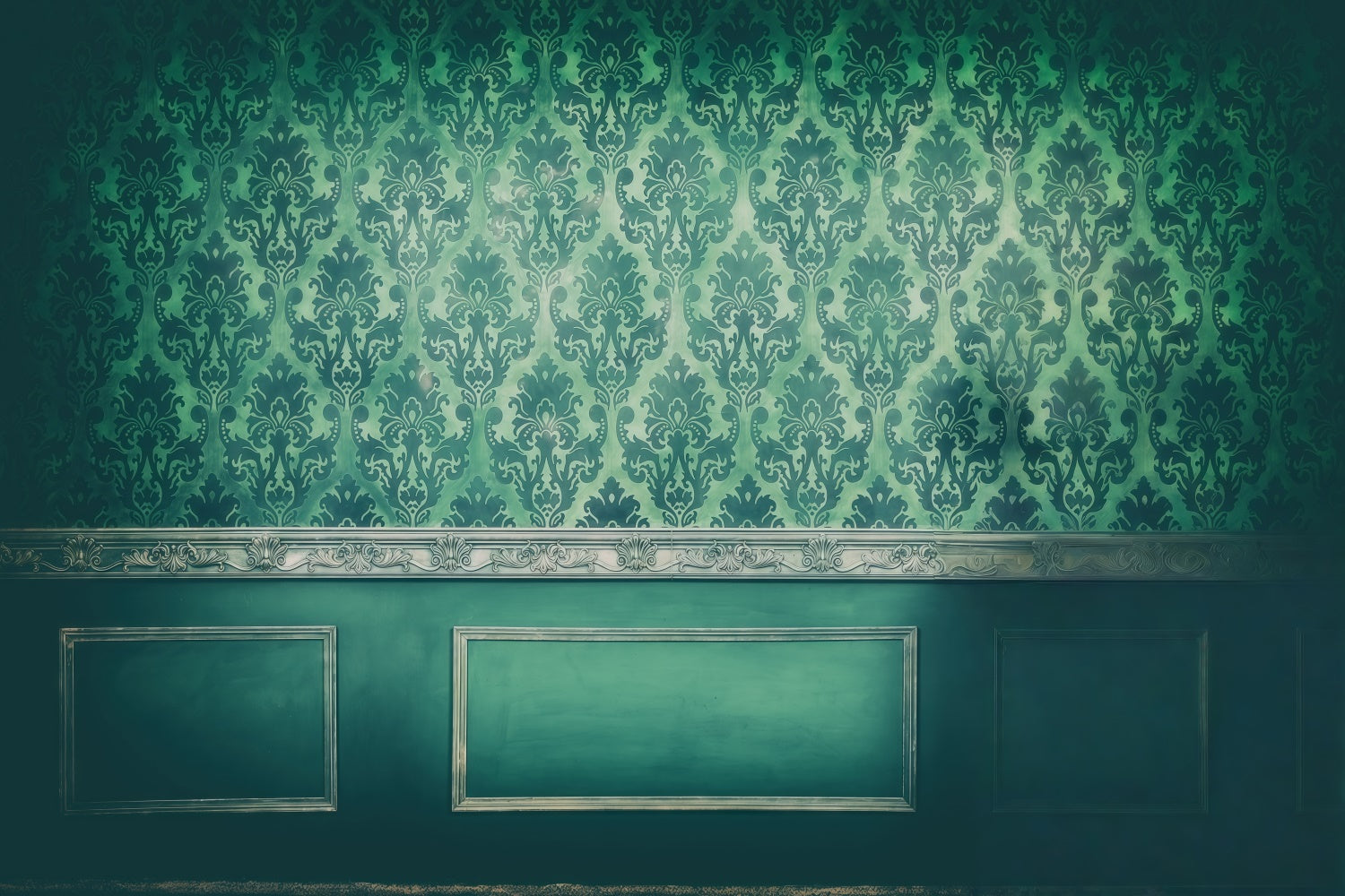 Vintage Wall Backdrop Emerald Damask Wall Vintage Photo Backdrop UK GQ4-337