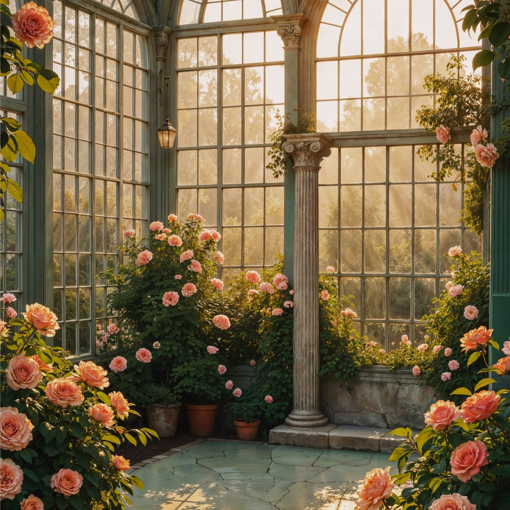 Antique Backdrop Elegant Floral Garden Pillar Vintage Photo Backdrop UK GQ4-339