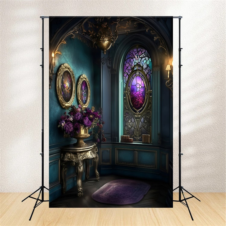 Victorian Backdrops Ornate Glass Window Vintage Photo Backdrops UK GQ4-341