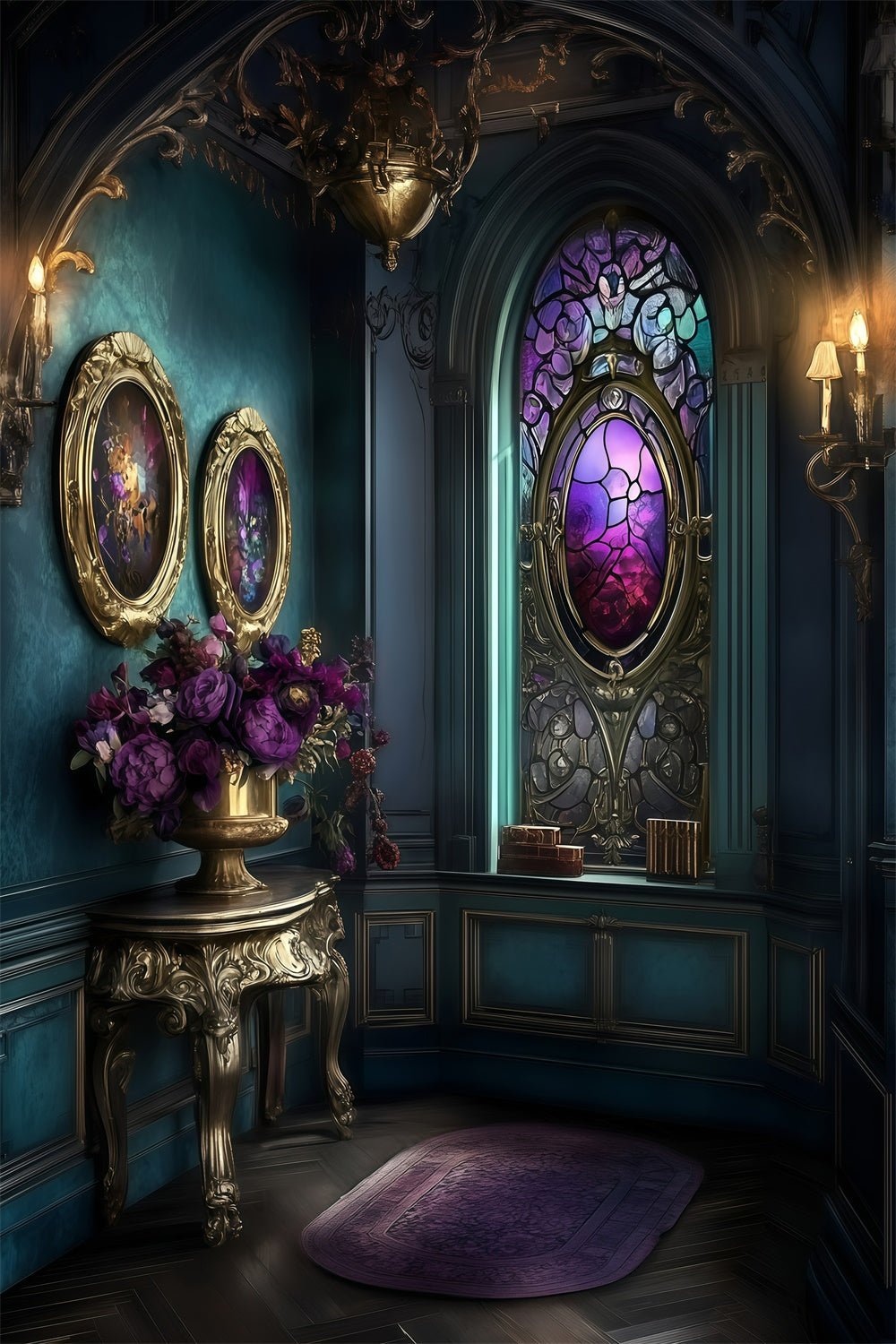 Victorian Backdrops Ornate Glass Window Vintage Photo Backdrops UK GQ4-341