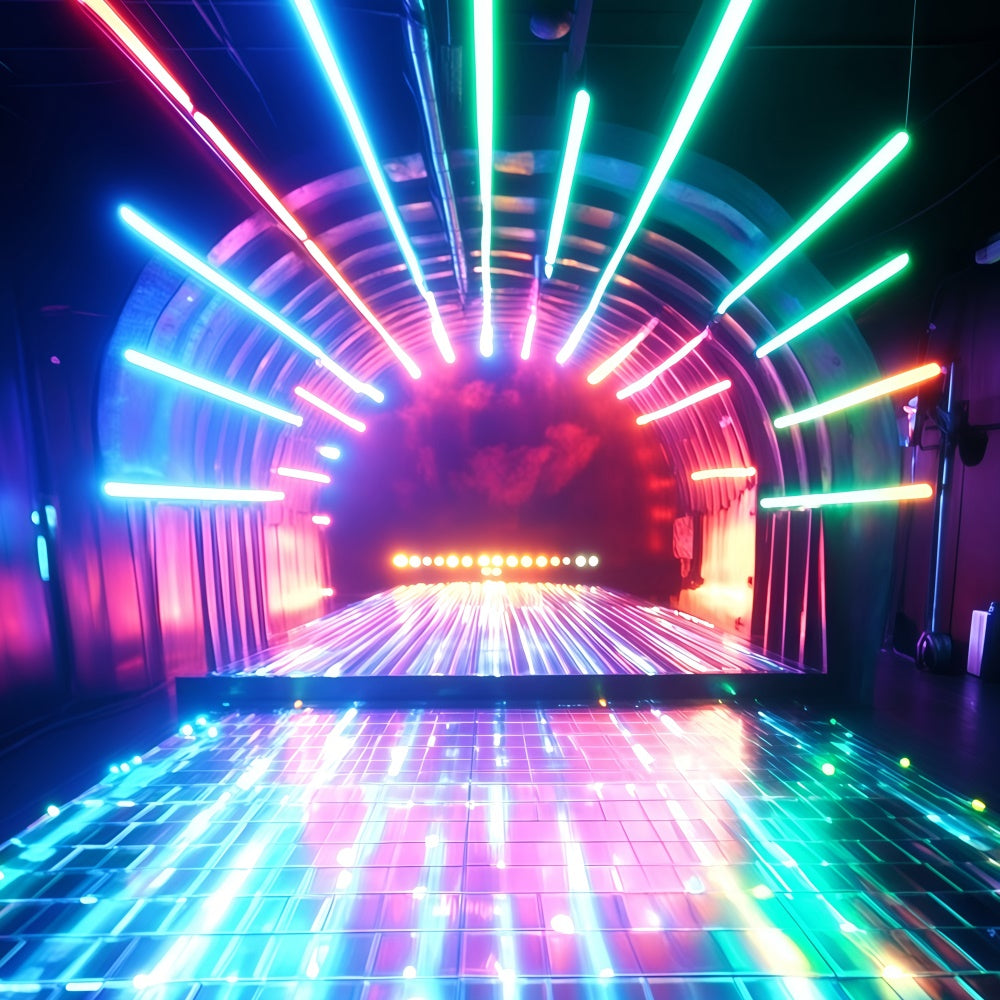 80s Photography Backdrop Neon Tunnel Glowing Pathway Vintage Backdrop UK GQ4-342