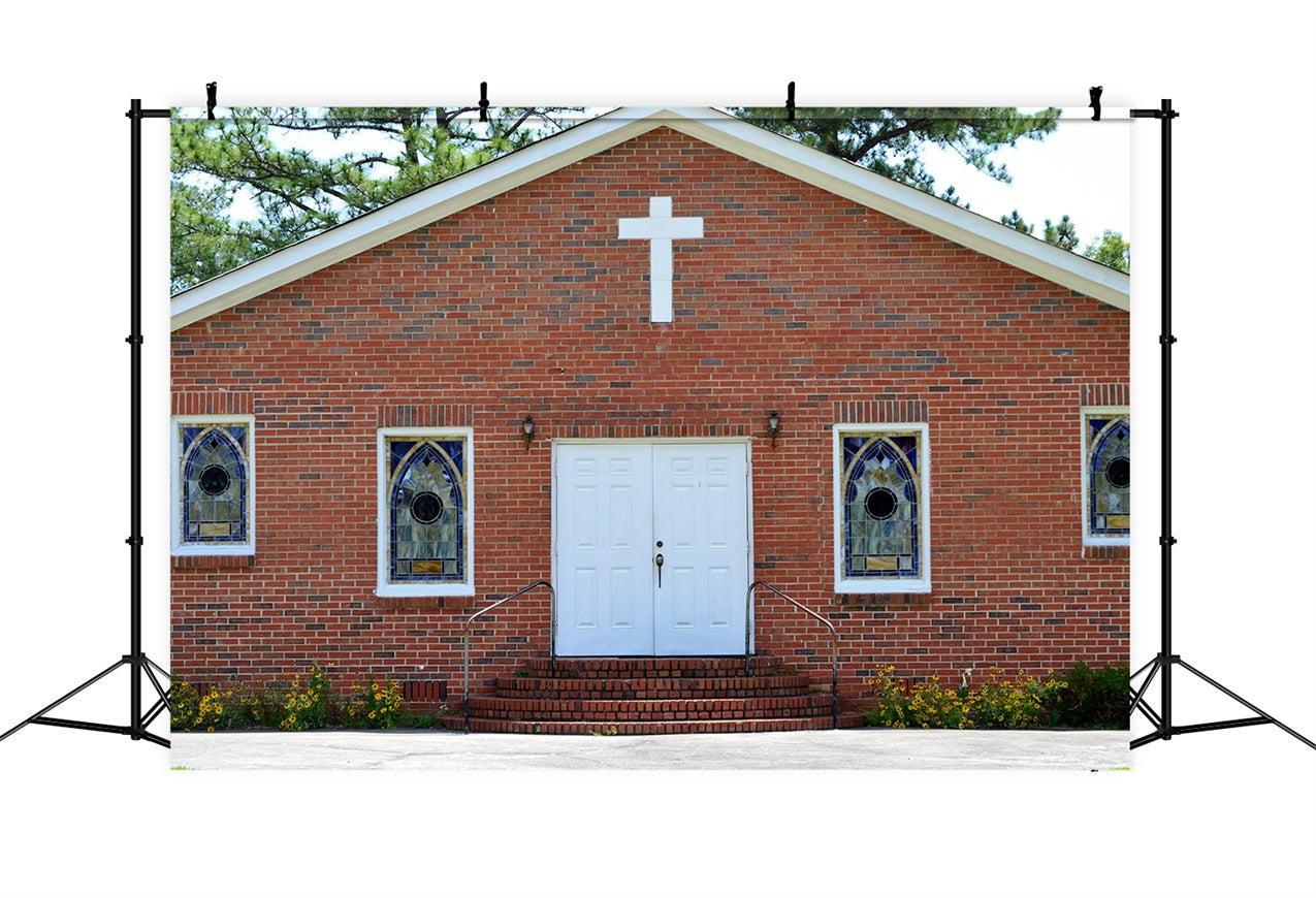 Church Backdrop Pointed Window Brick Architecture Backdrop UK GQ4-70