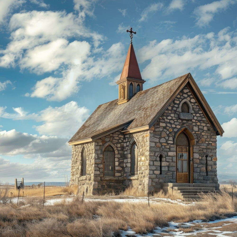 Church Backdrop Ideas Blue Sky Stone Architecture Backdrop UK GQ4-73
