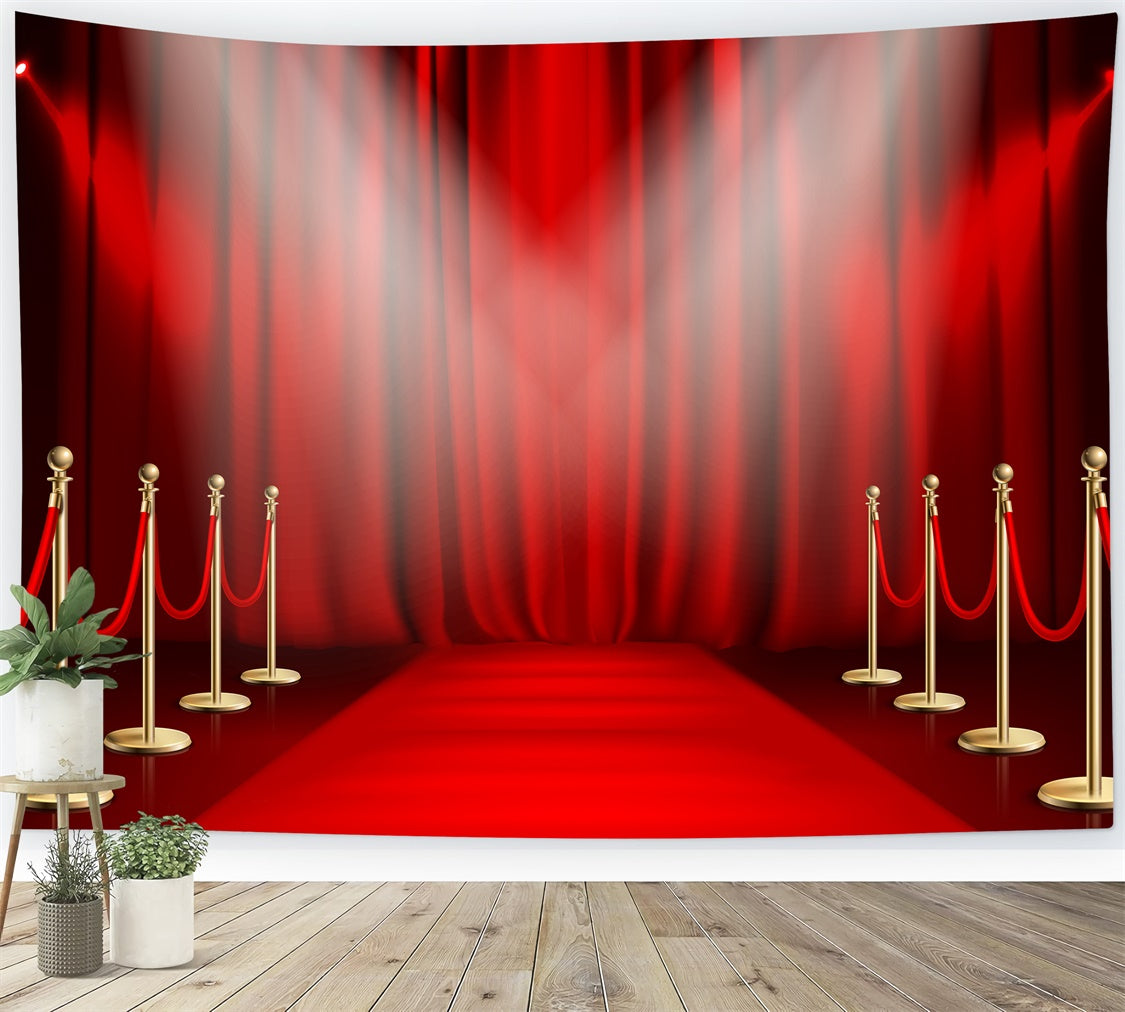 Red Carpet Backdrop Glamorous Entrance Red Drapes Backdrop UK GQ4-81