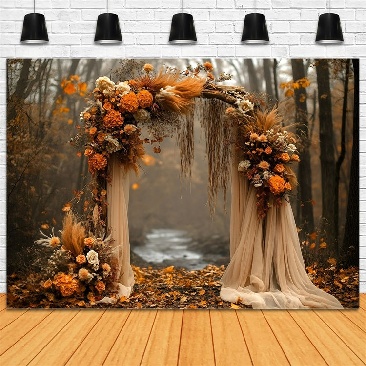 Autumn Photo Backdrop Rustic Floral Arch Backdrop UK GQ5-100