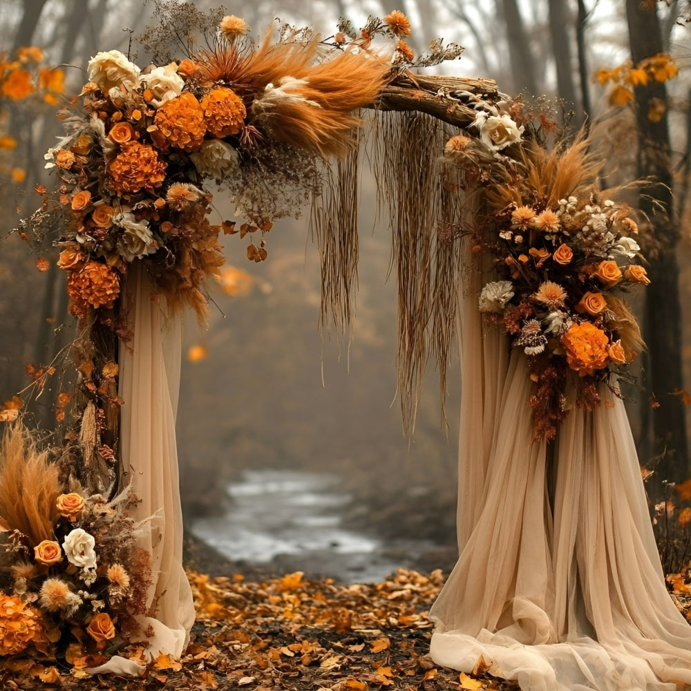 Autumn Photo Backdrop Rustic Floral Arch Backdrop UK GQ5-100