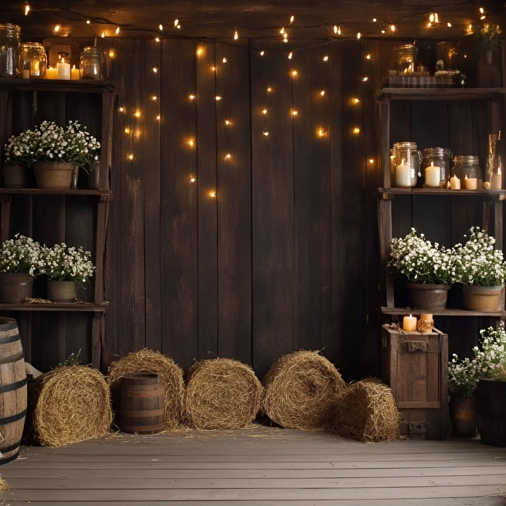Fall Photography Backdrops Hay Bale Rustic Wood Backdrop UK GQ5-102