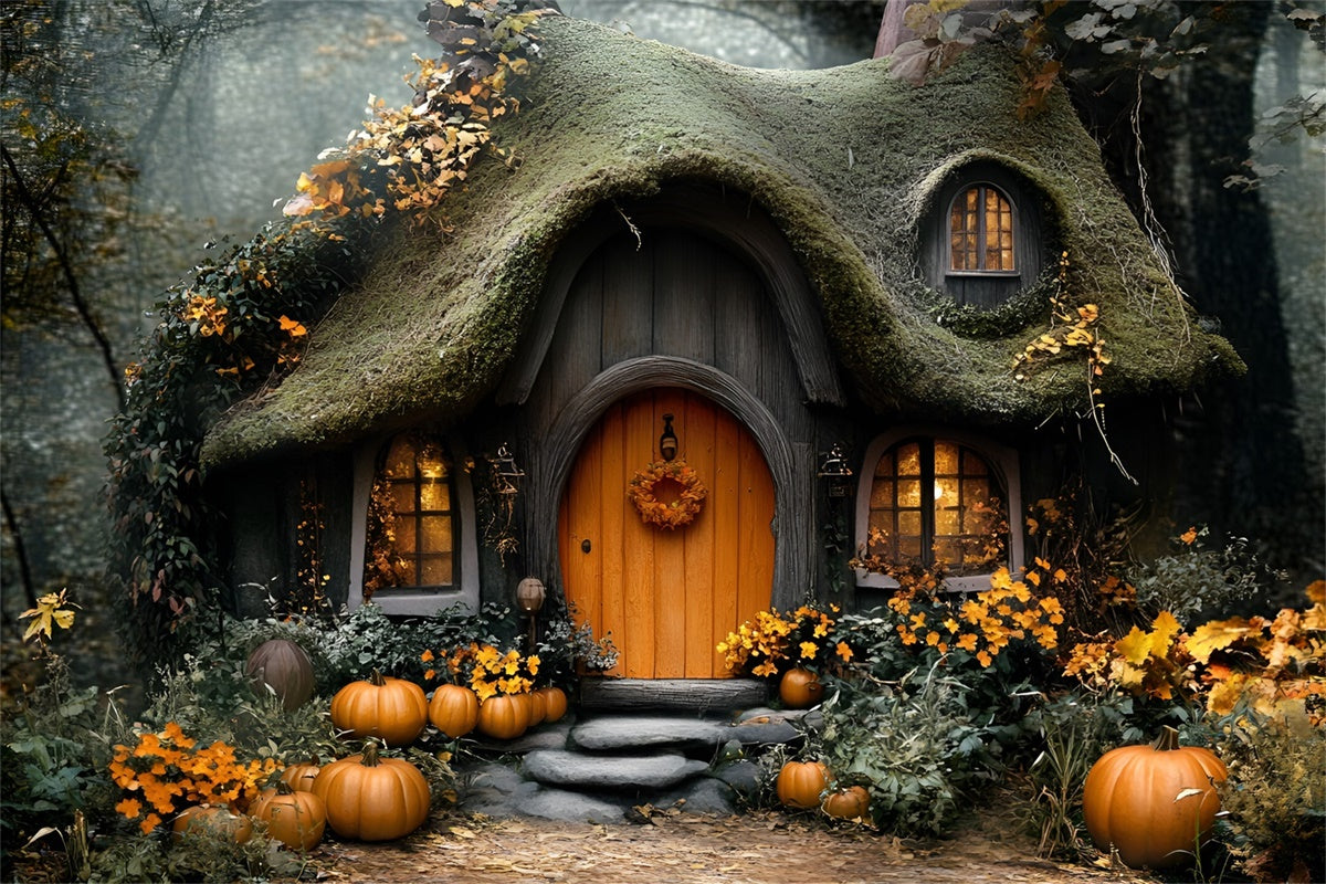 Autumn Backdrops Fairy Tale Pumpkin Cottage Backdrop UK GQ5-105