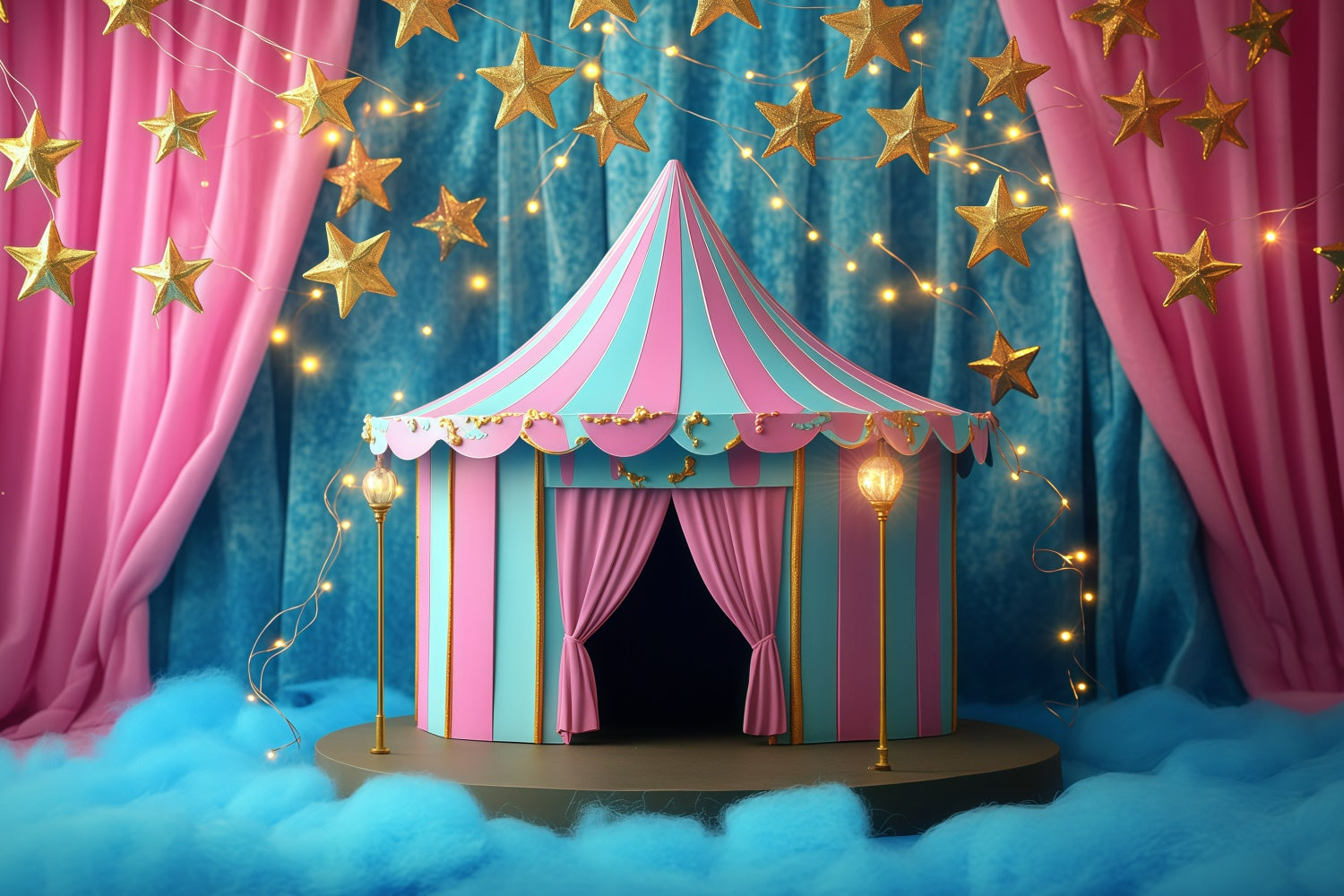 Carnival Tent Backdrop Dreamy Circus Night Show Backdrop UK GQ5-106