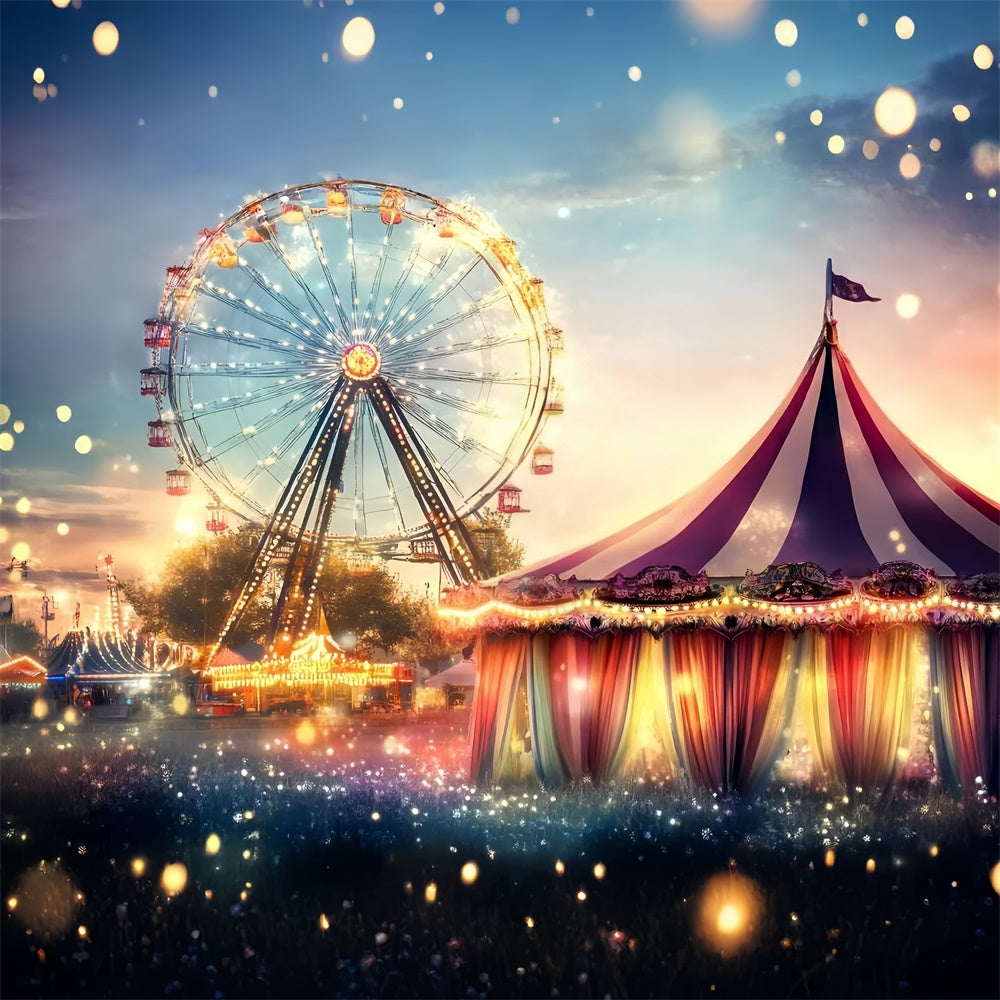 Carnival Theme Backdrop Ferris Wheel Sunset Lights Backdrop UK GQ5-111