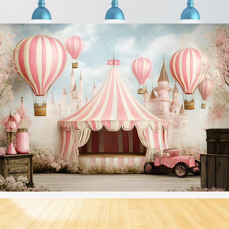 Carnival Tent Backdrop Fantasy Pink Castle Balloon Backdrop UK GQ5-115