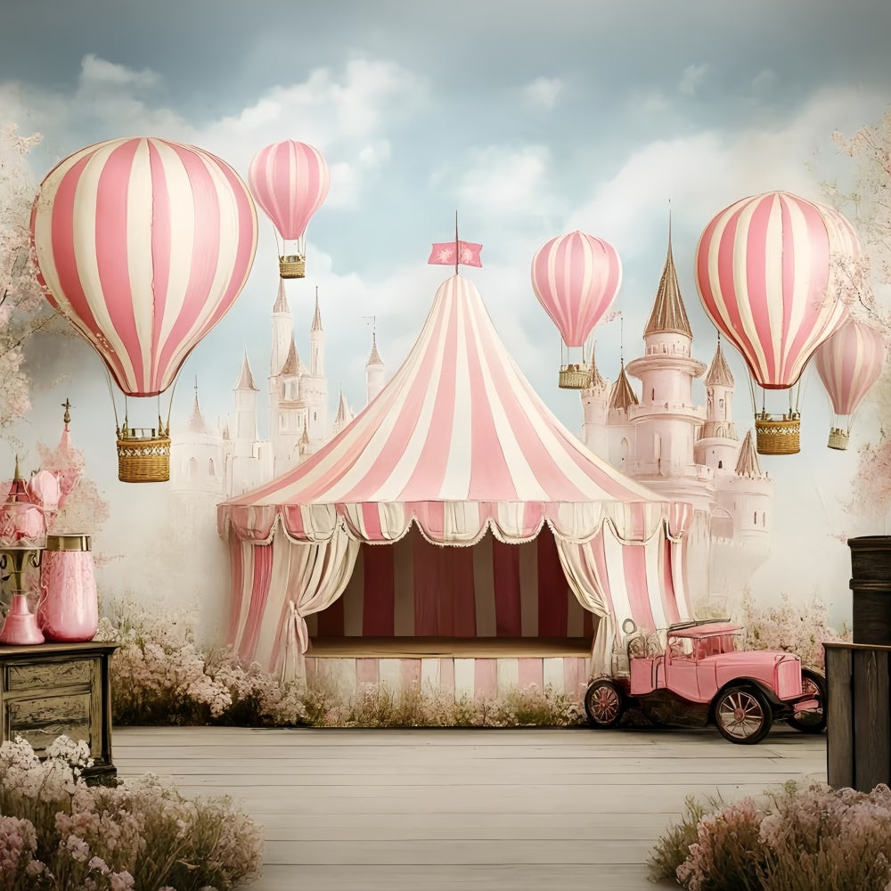 Carnival Tent Backdrop Fantasy Pink Castle Balloon Backdrop UK GQ5-115