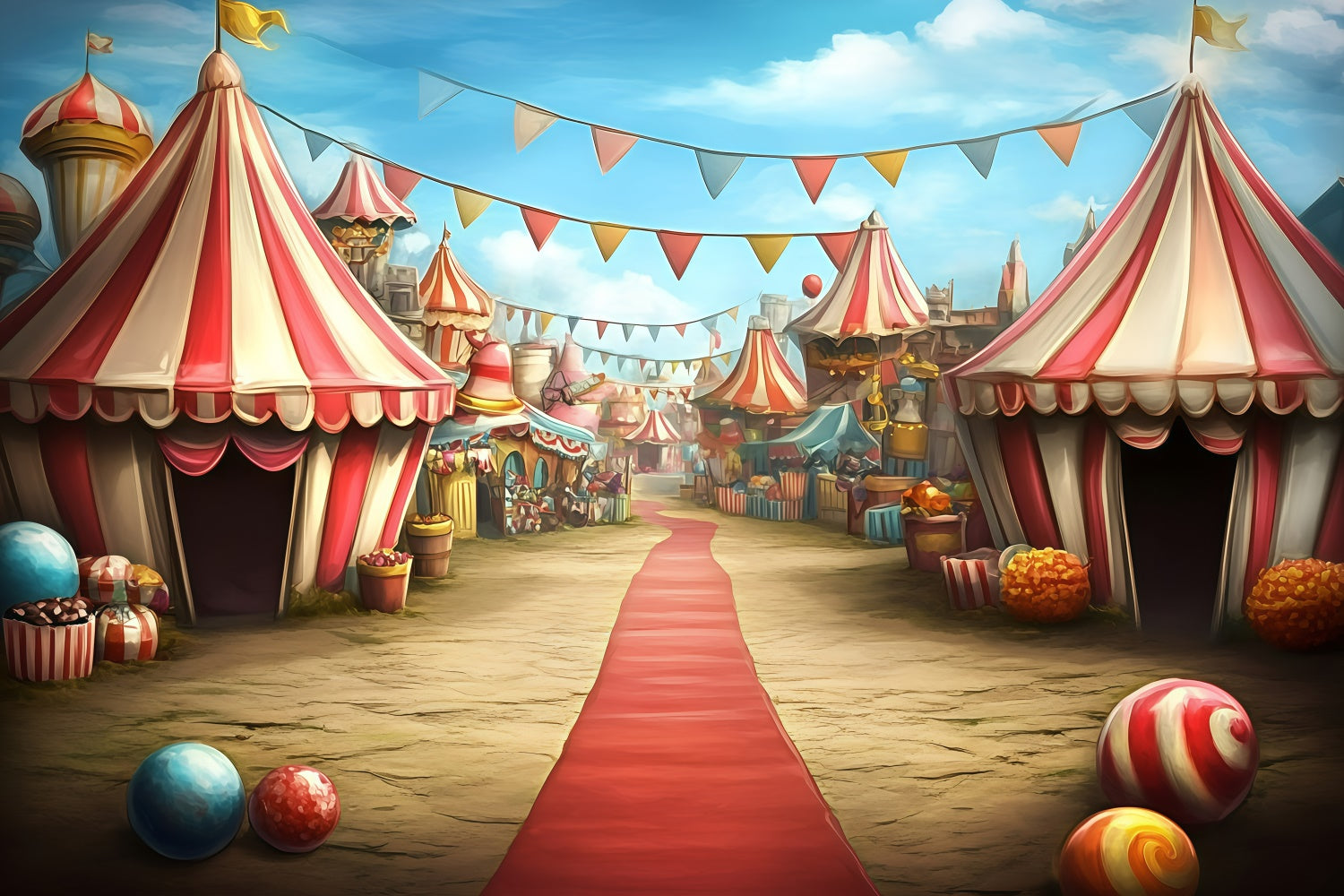 Circus Backdrops Carnival Tents Street Market Backdrop UK GQ5-125