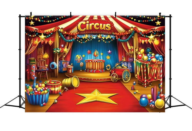 Circus Photo Backdrop Retro Circus Tent Stage Backdrop UK GQ5-128