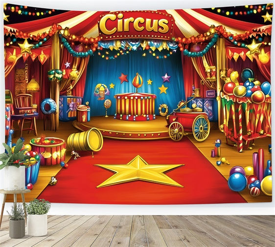 Circus Photo Backdrop Retro Circus Tent Stage Backdrop UK GQ5-128