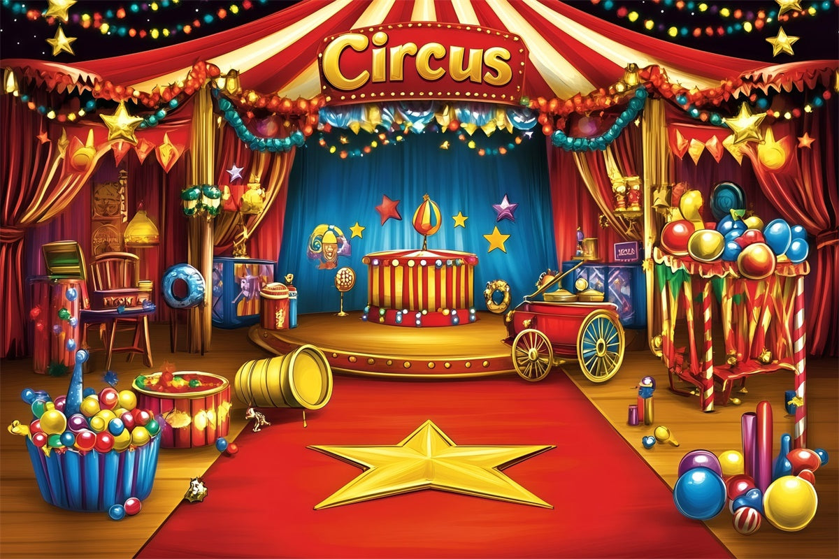 Circus Photo Backdrop Retro Circus Tent Stage Backdrop UK GQ5-128