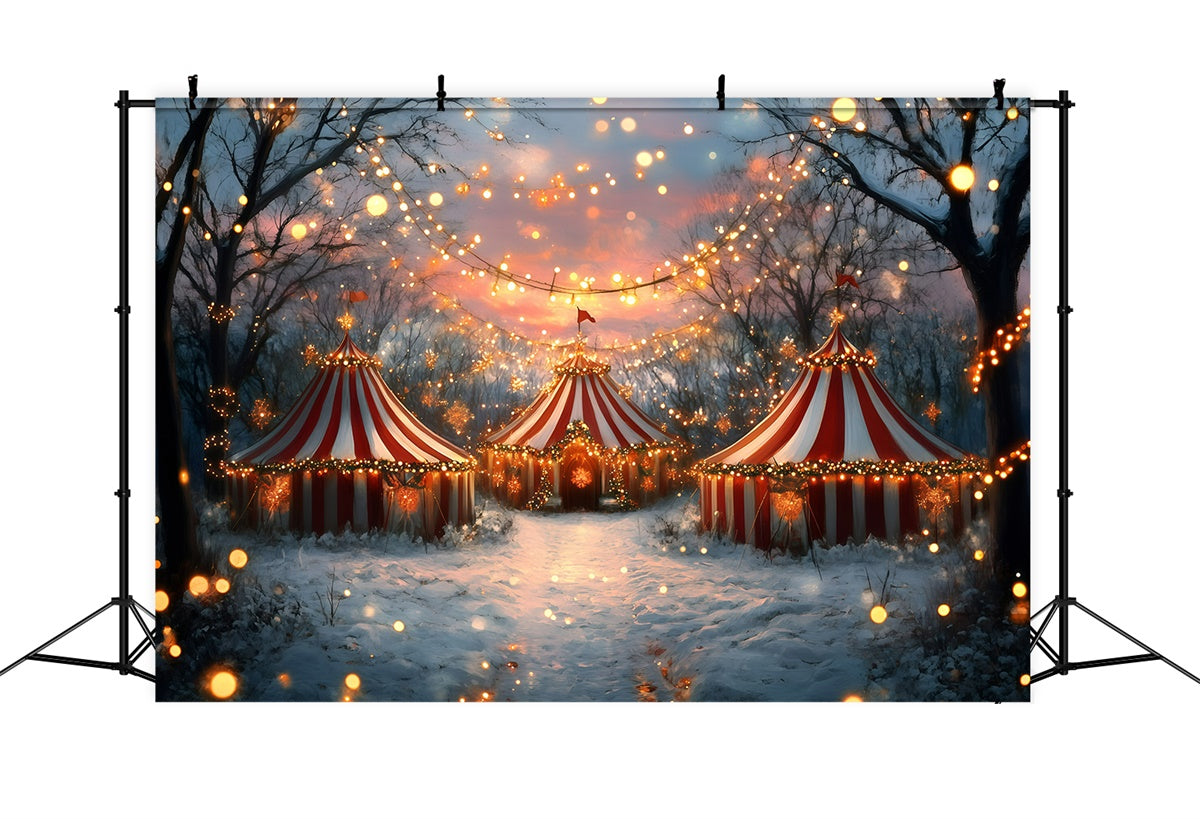 Carnival Tent Backdrop Snowy Christmas Lights Backdrop UK GQ5-131