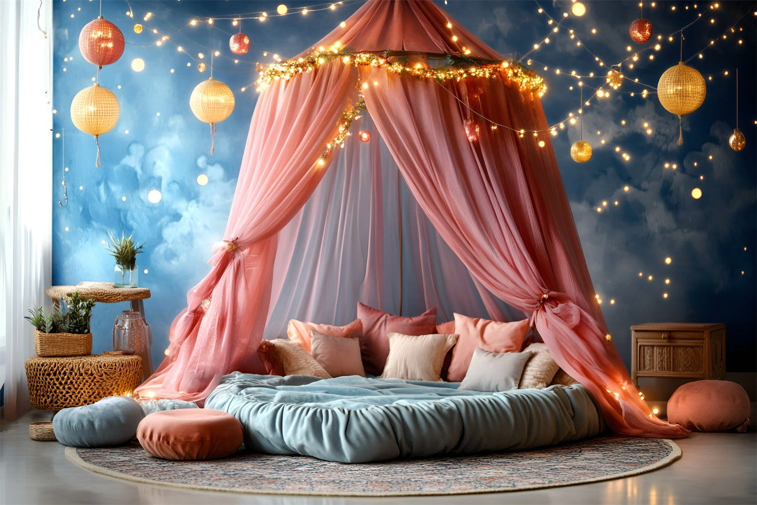 Carnival Theme Backdrop Glowing Canopy Cloud Room Backdrop UK GQ5-133