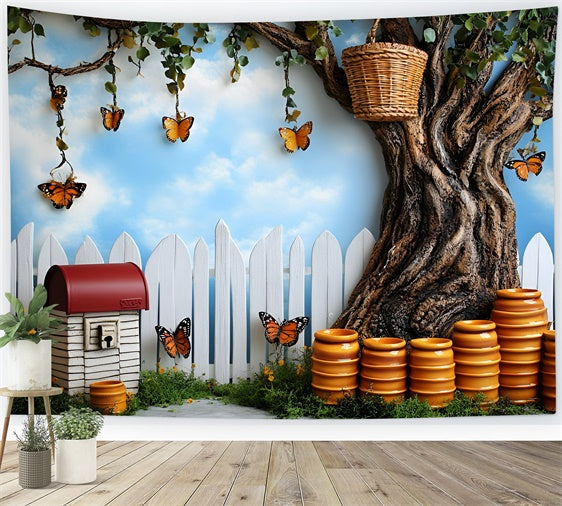 Butterfly Backdrops Honey Jar Summer Fence Kids Backdrops UK GQ5-145