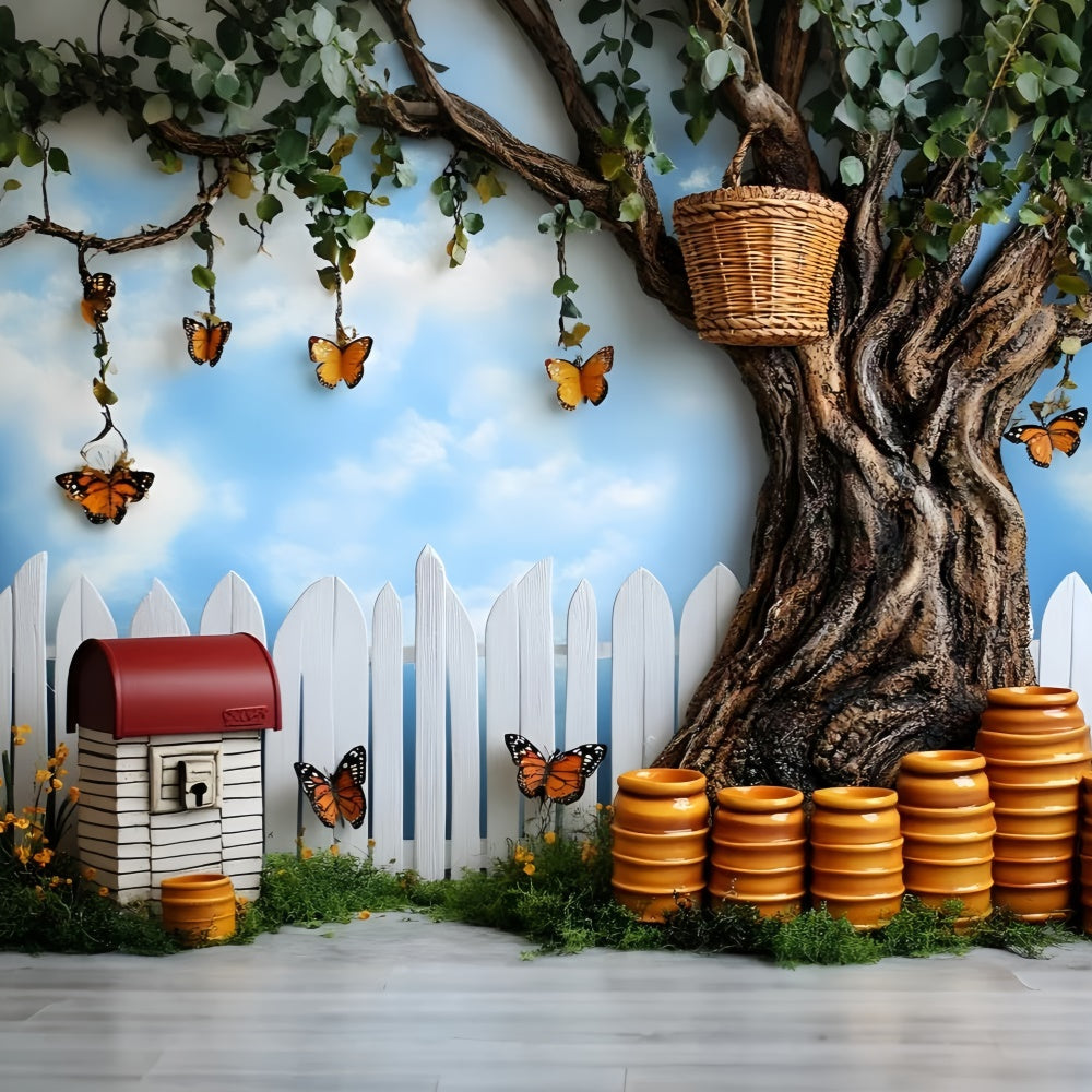 Butterfly Backdrops Honey Jar Summer Fence Kids Backdrops UK GQ5-145