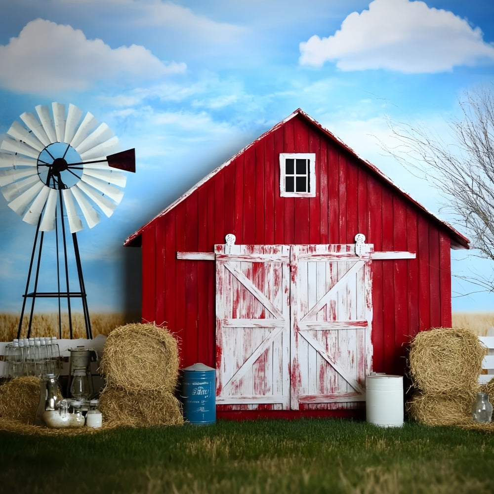 Photography Backdrops For Kids Red Barn Farm Days Backdrop UK GQ5-147