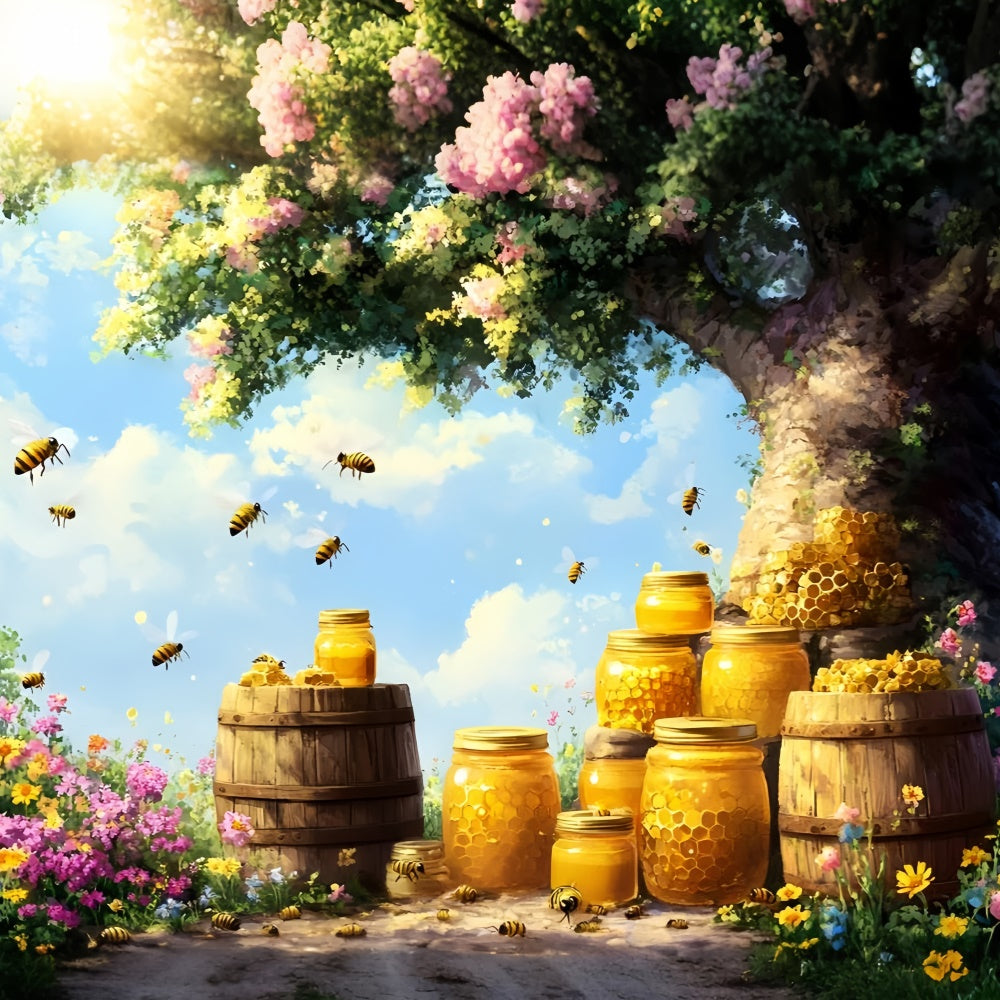 Newborn Photography Backdrop Sunshine Bees Blossoms Backdrop UK GQ5-150