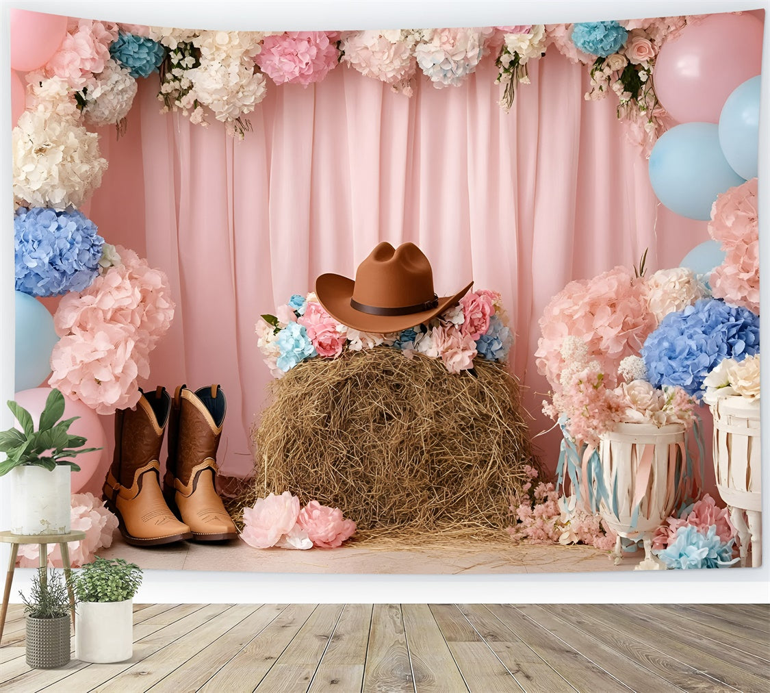 Cowgirl Backdrop Ideas Floral Western Charm Kids Backdrop UK GQ5-154