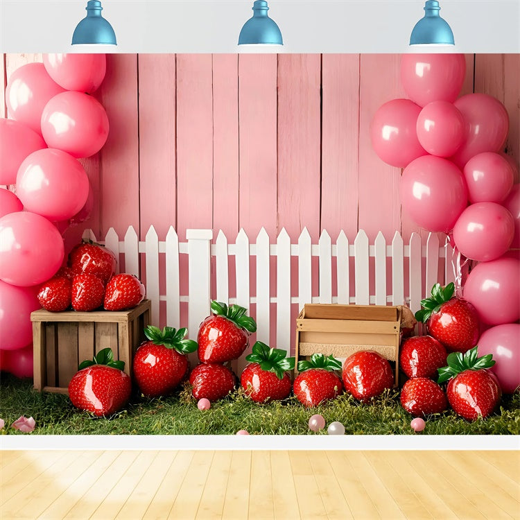 Children Backdrops Strawberry Balloon Garden Backdrop UK GQ5-157