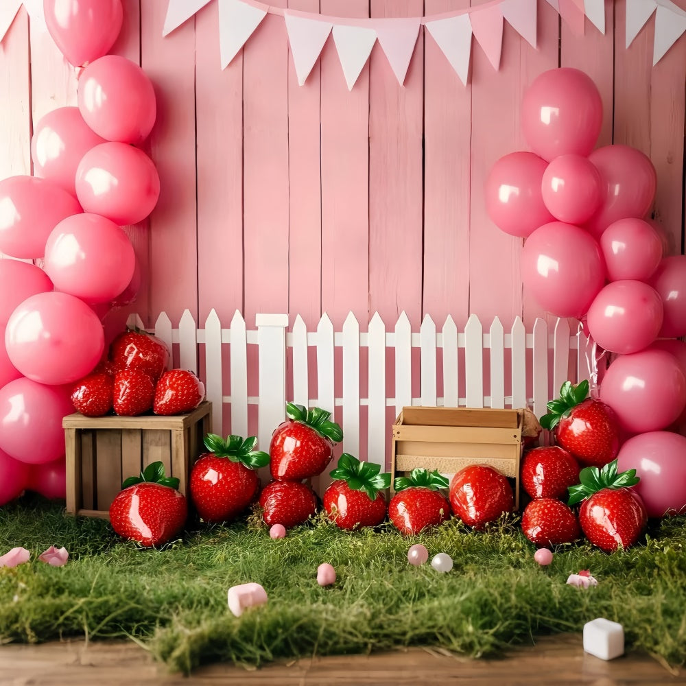 Children Backdrops Strawberry Balloon Garden Backdrop UK GQ5-157