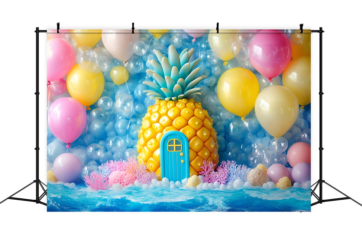 Newborn Photo Backdrop Pineapple Party Balloon Backdrop UK GQ5-164