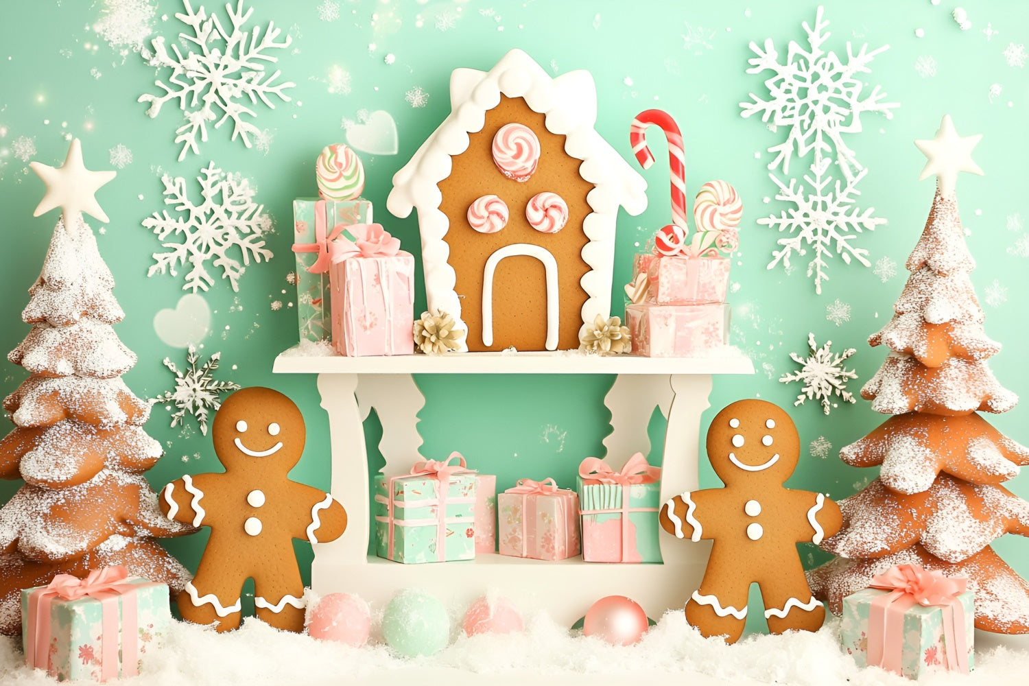 Newborn Photography Backdrops Christmas Candy Shop Backdrop UK GQ5-167