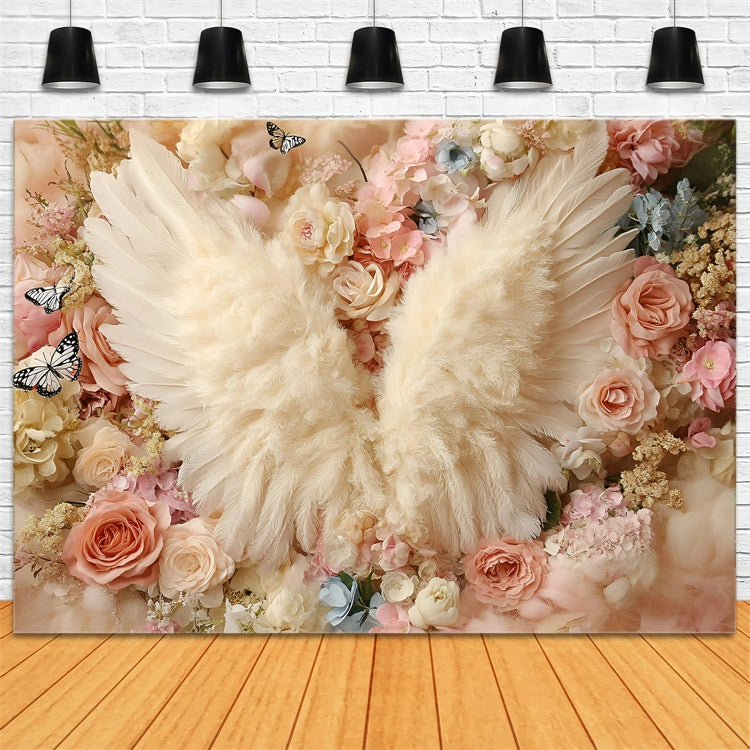 Kids Backdrops Angel Wings Blossom Garden Backdrop UK GQ5-171