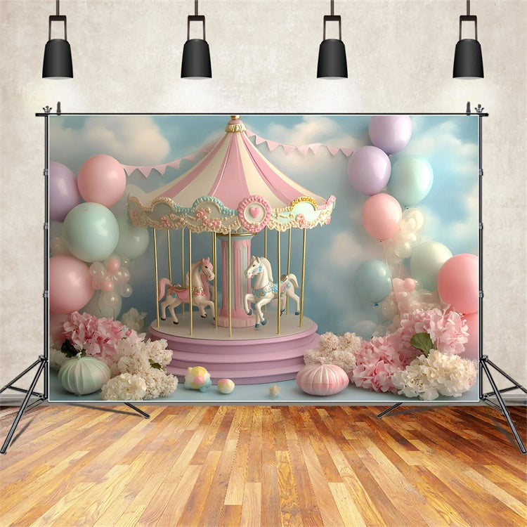 Children Backdrops Pastel Carousel Fantasy Backdrop UK GQ5-174