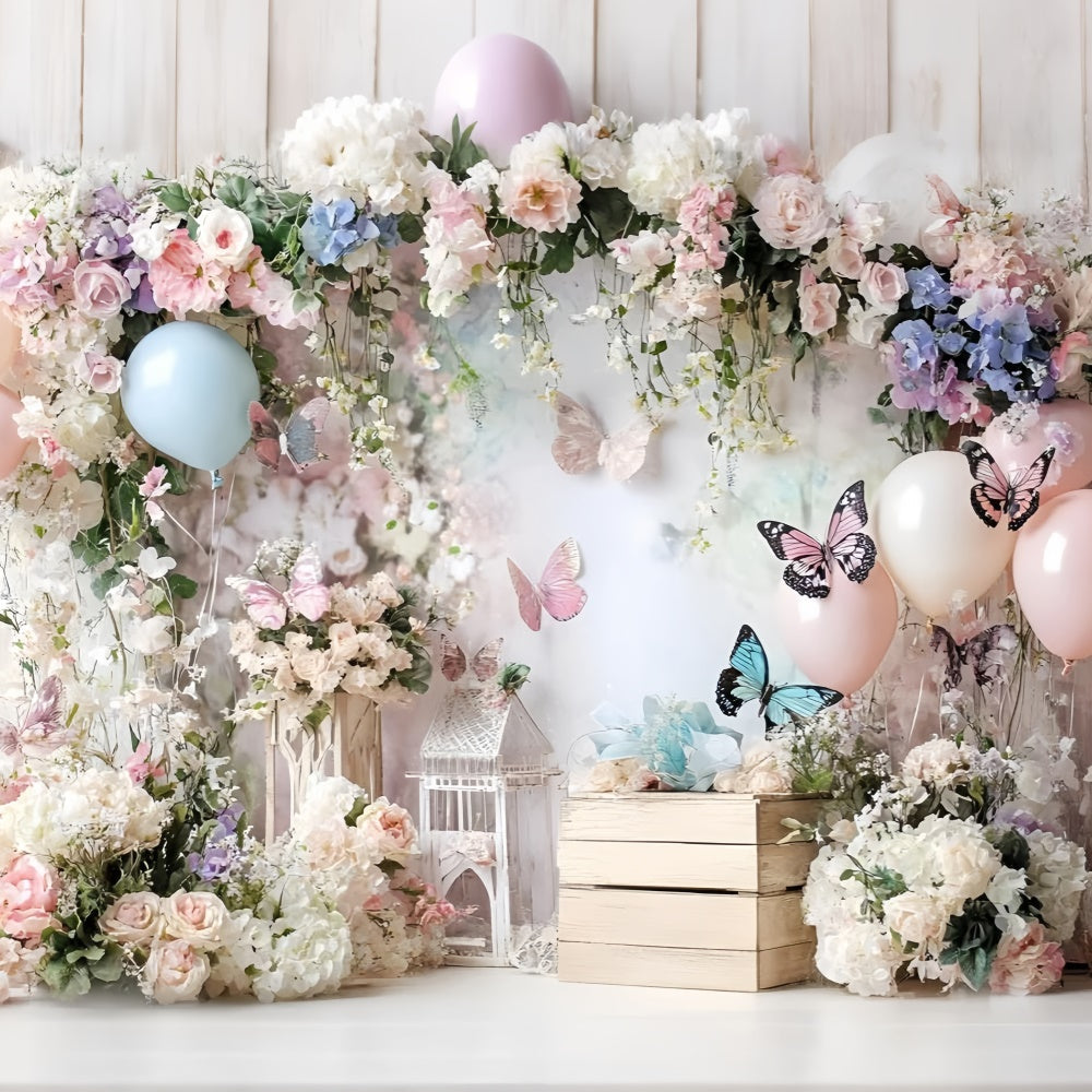 Butterfly Backdrop Whimsical Flower Balloon Children Backdrops UK GQ5-182