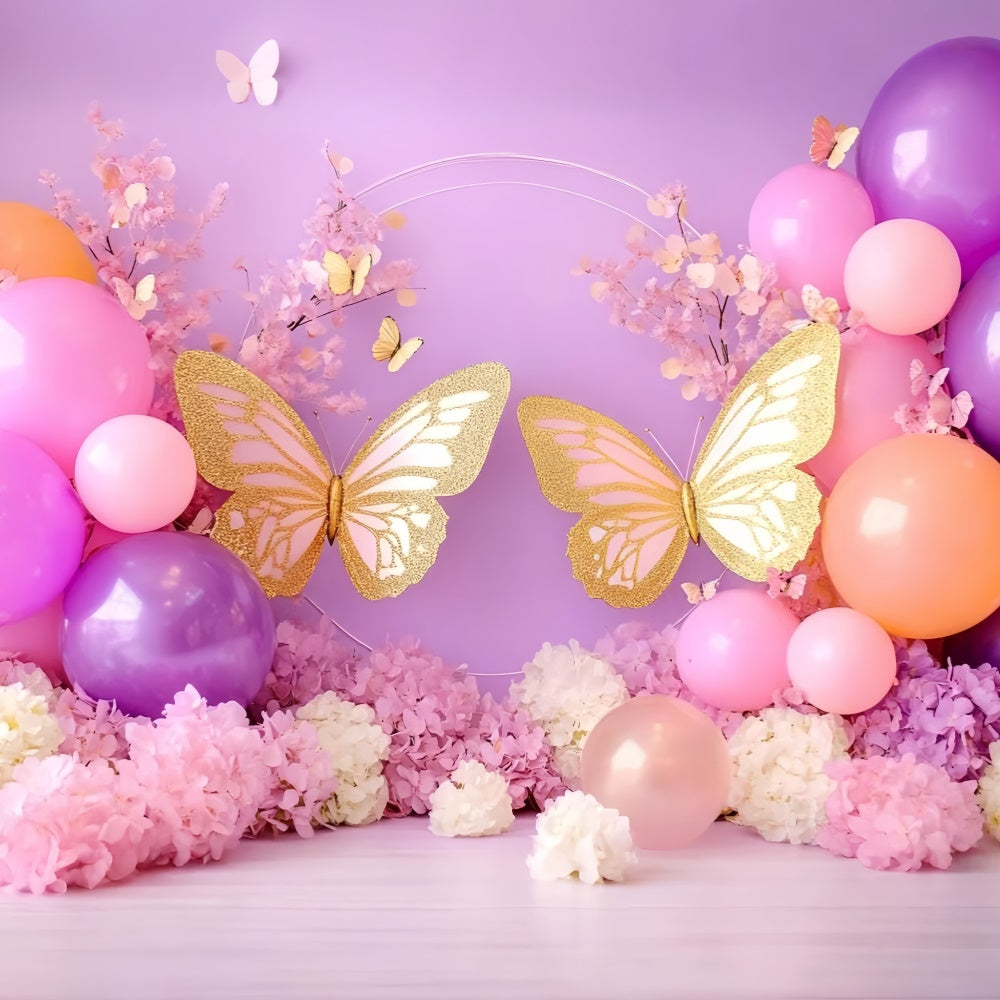 Butterfly Backdrops Gold Butterfly Balloon Newborn Backdrops UK GQ5-186