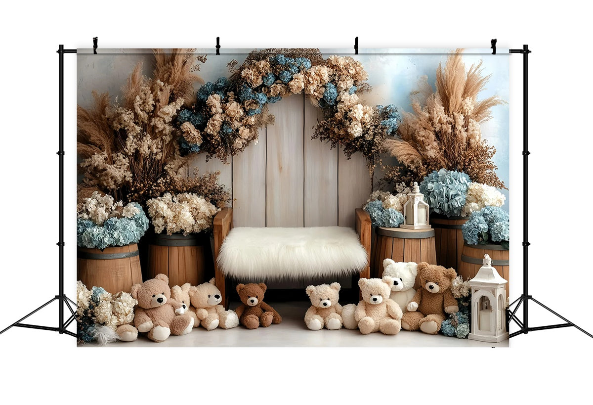 Newborn Photography Backdrops Teddy Bear Garden Backdrop UK GQ5-209