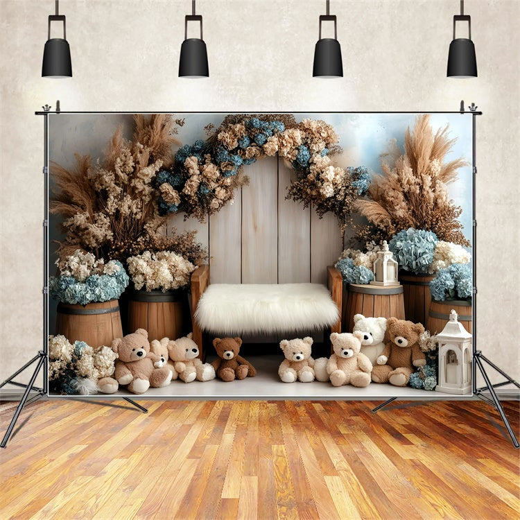 Newborn Photography Backdrops Teddy Bear Garden Backdrop UK GQ5-209