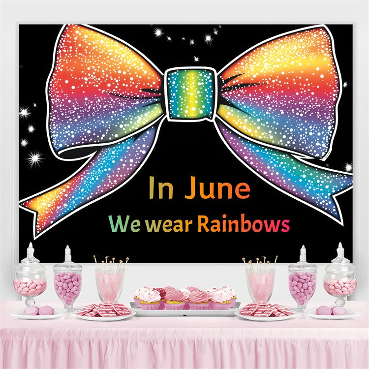 Pride Photo Backdrop Sparkly Rainbow Bow Backdrop UK GQ5-237